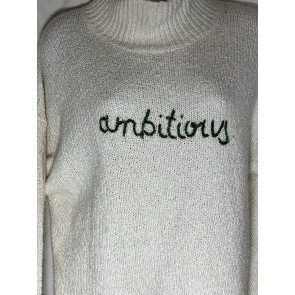 Lou & Grey "Ambitious" Script Mock Neck Sweater - Cream/Ivory - Size XS - Picture 2 of 11